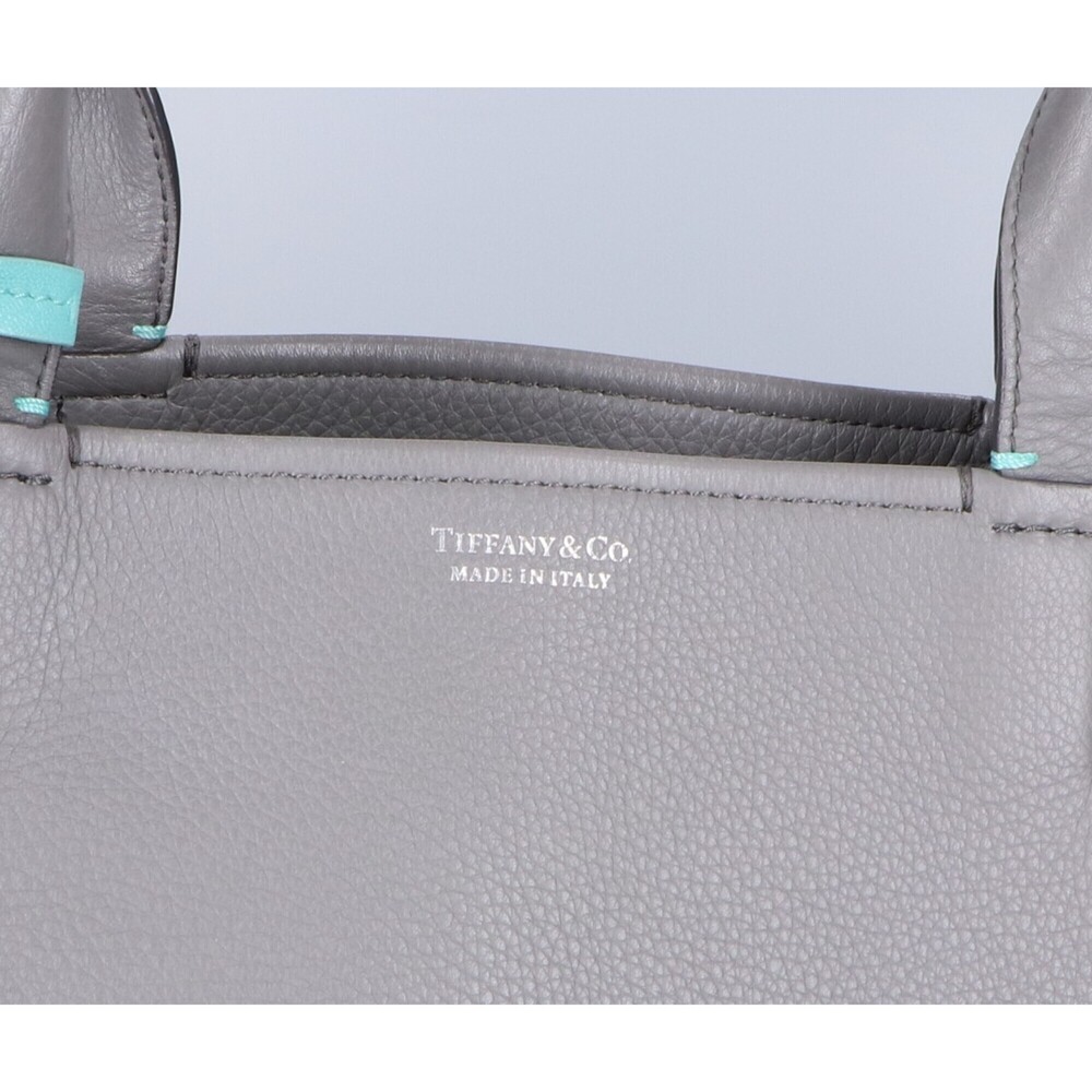 TIFFANY&Co. Tiffany Leather 2-Way Handbag/Shoulder Bag/Tote Bag, Gray, Women's - Picture 7 of 10